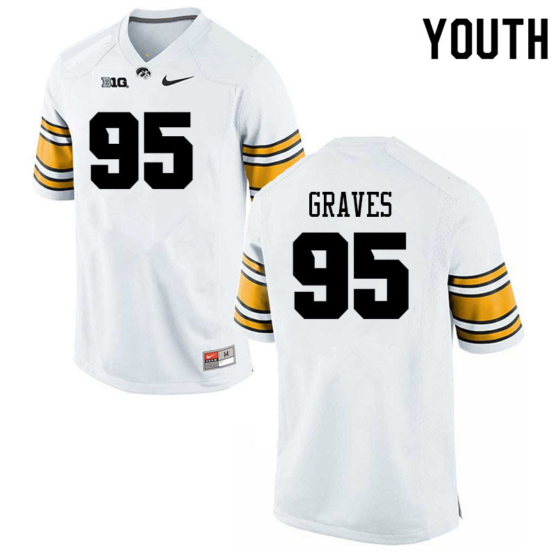 Youth #95 Aaron Graves Iowa Hawkeyes College Football Alternate Jerseys Sale-White